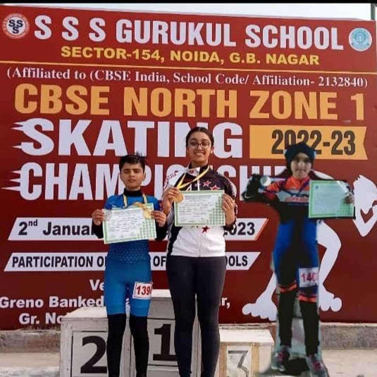 सीबीएसई नॉर्थ जोन-एक स्केटिंग चैंपियनशिप में रायन के बच्चों ने जीता पदक